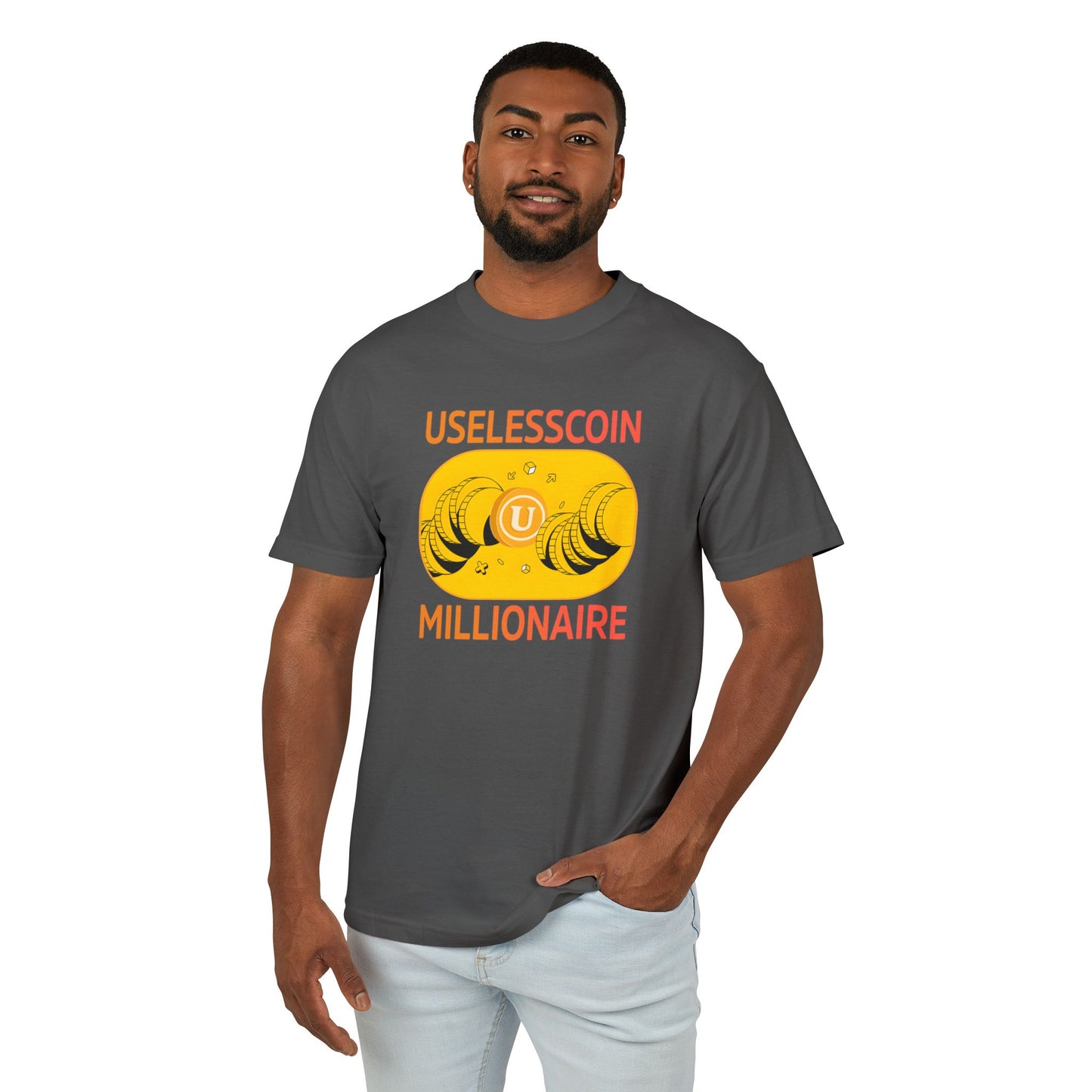 Uselesscoin Millionaire Tee | Fun Graphic T-Shirt, Gift for Crypto Lovers, Casual Wear, Statement Apparel, Humor Fashion