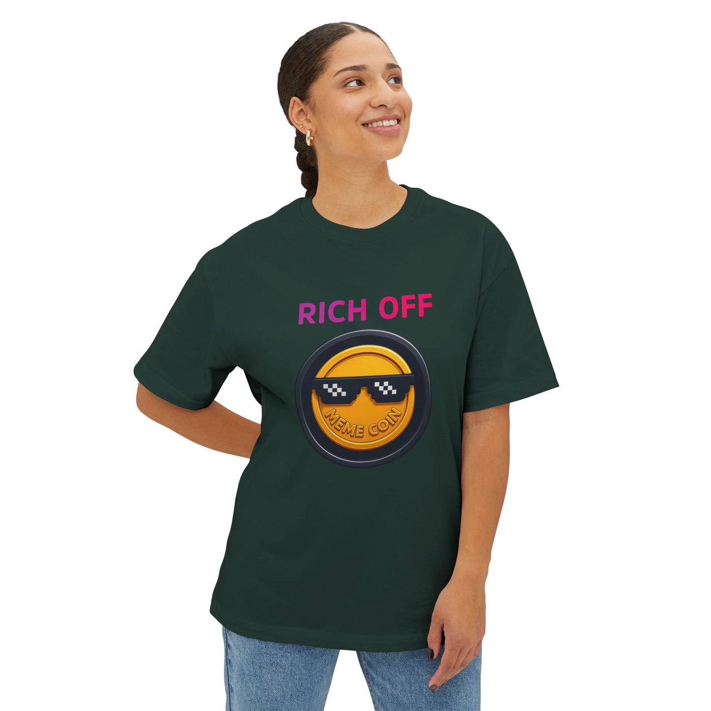 Rich Off Unisex Oversized Boxy Tee, Casual Wear, Gift for Friends, Streetwear Style, Cool Graphic Tee, Summer Fashion
