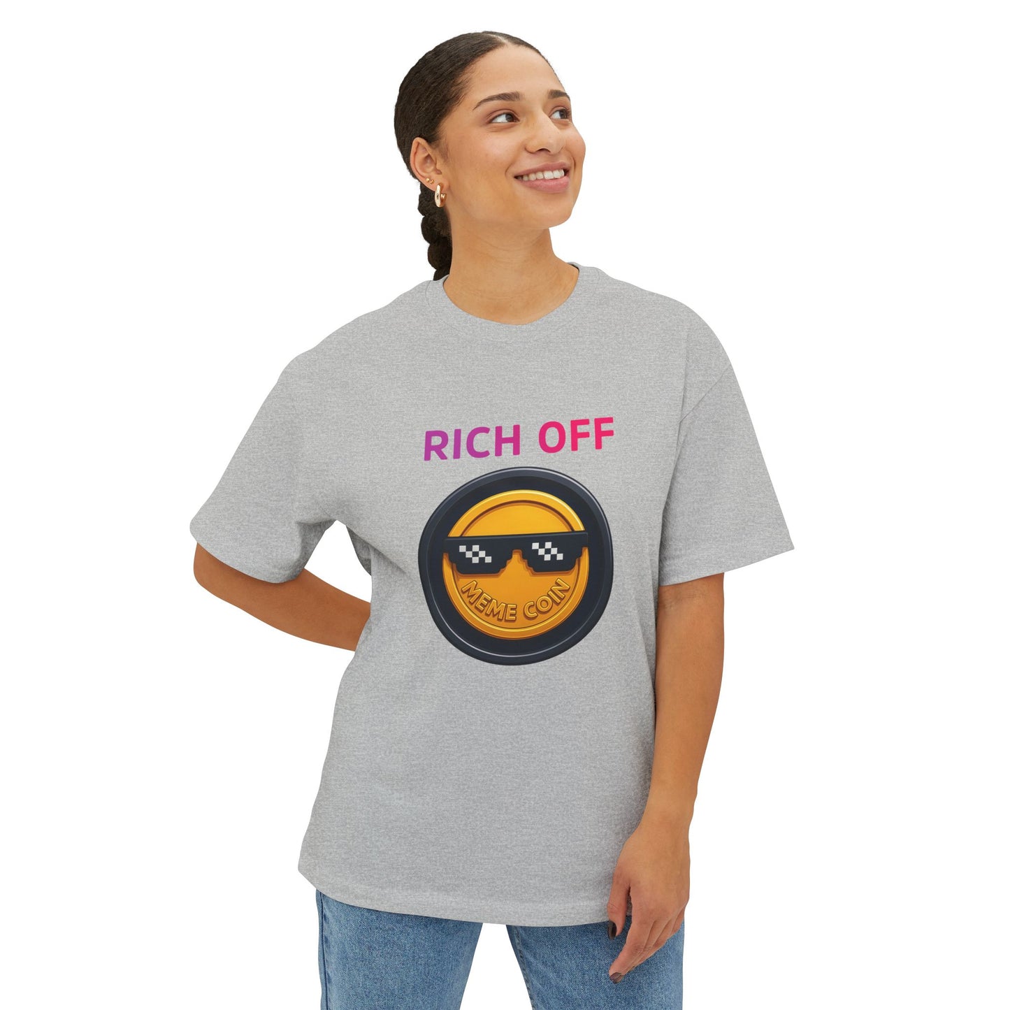 Rich Off Unisex Oversized Boxy Tee, Casual Wear, Gift for Friends, Streetwear Style, Cool Graphic Tee, Summer Fashion