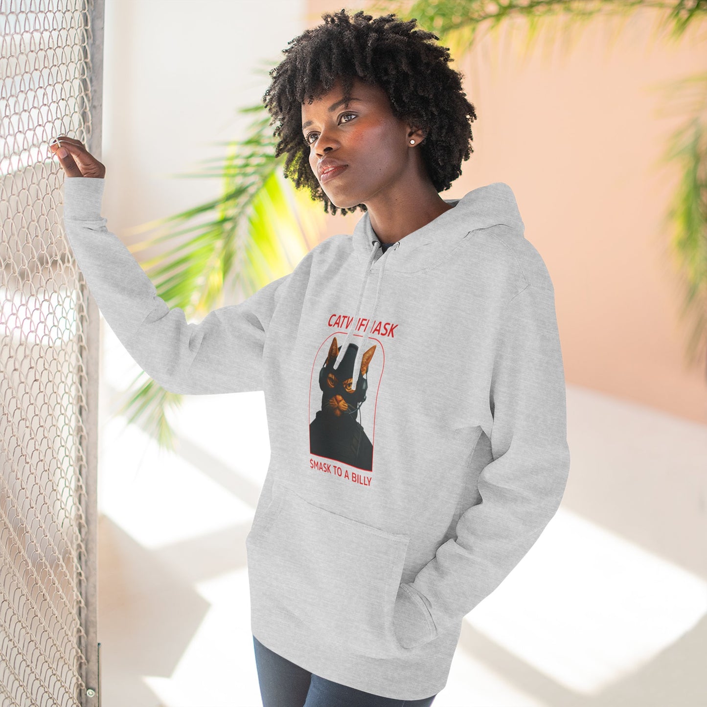 Cozy Cat Mask Hoodie | Fleece Pullover, Cat Lover Gift, Funny Sweatshirt, Perfect for Winter, Unique Pet Apparel, Kawaii Fleece Hoodie