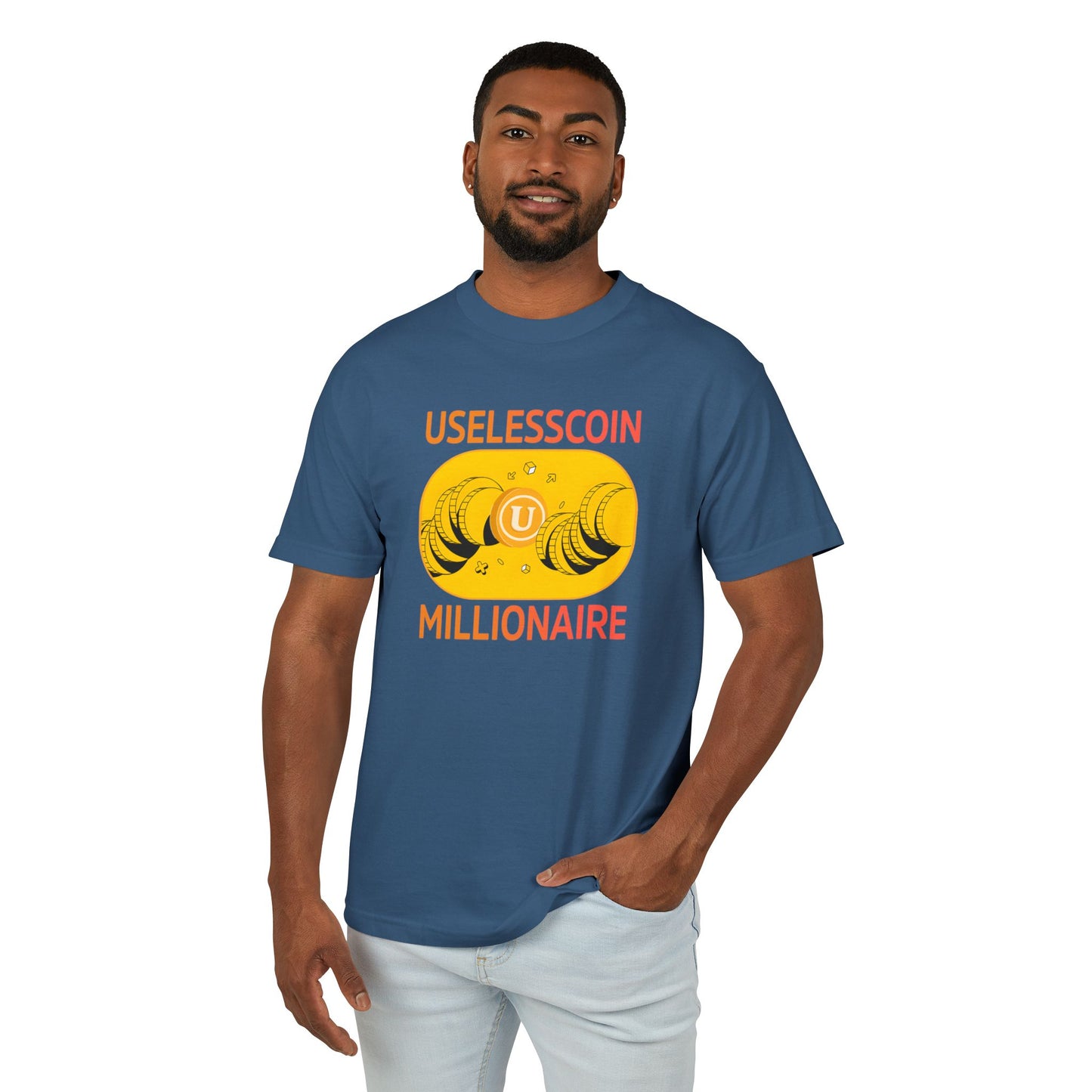 Uselesscoin Millionaire Tee | Fun Graphic T-Shirt, Gift for Crypto Lovers, Casual Wear, Statement Apparel, Humor Fashion