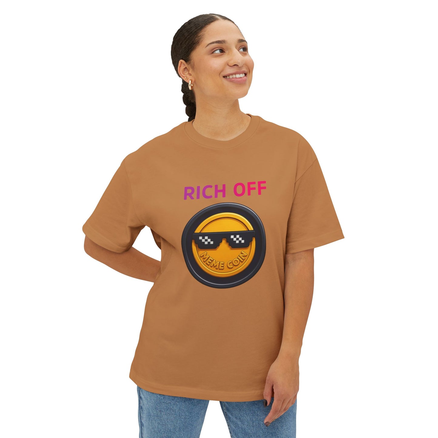Rich Off Unisex Oversized Boxy Tee, Casual Wear, Gift for Friends, Streetwear Style, Cool Graphic Tee, Summer Fashion
