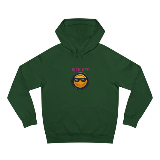 Trendy Unisex Hoodie with 'Rich Off' Design, Casual Streetwear, Gift for Him/Her, Comfortable Fashion, Ideal for Cozy Days