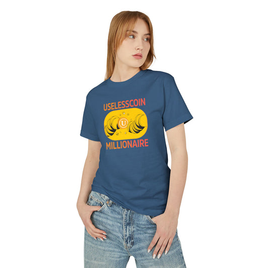 Uselesscoin Millionaire Tee | Fun Graphic T-Shirt, Gift for Crypto Lovers, Casual Wear, Statement Apparel, Humor Fashion