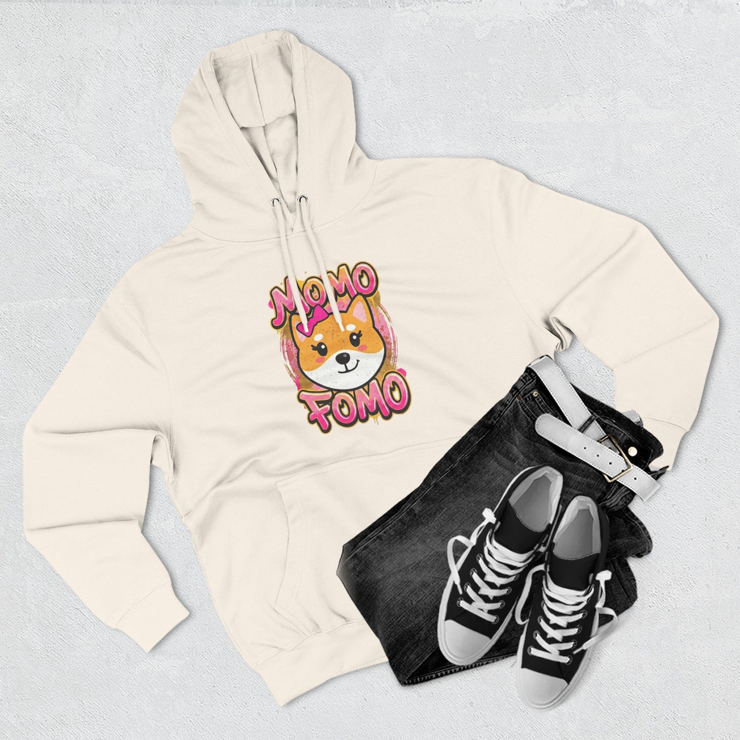 Hoodie — Cute Shiba "MoMo Fomo" Graphic Pullover