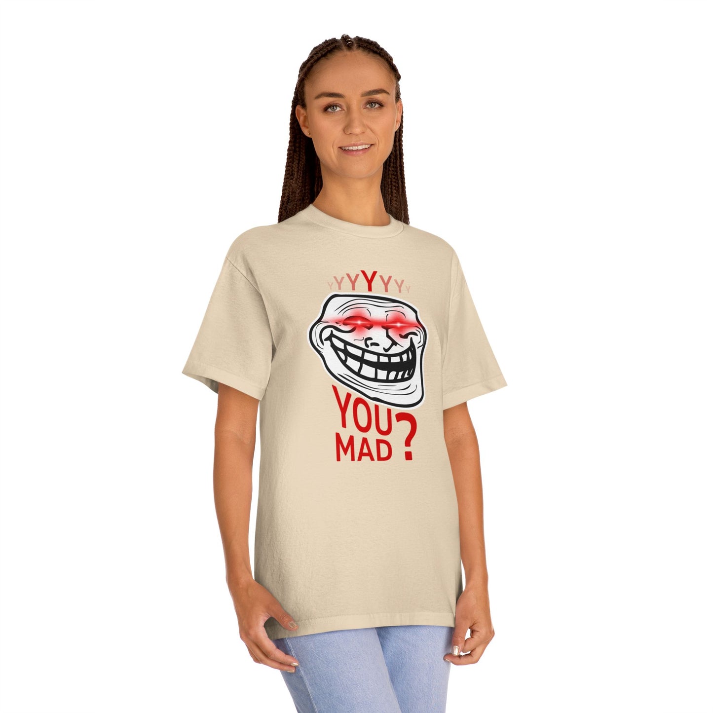 Funny Troll Face Tee - You Mad? Sarcastic Humor Shirt, Unisex Graphic T-Shirt, Gift for Friends, Casual Wear, Meme Apparel