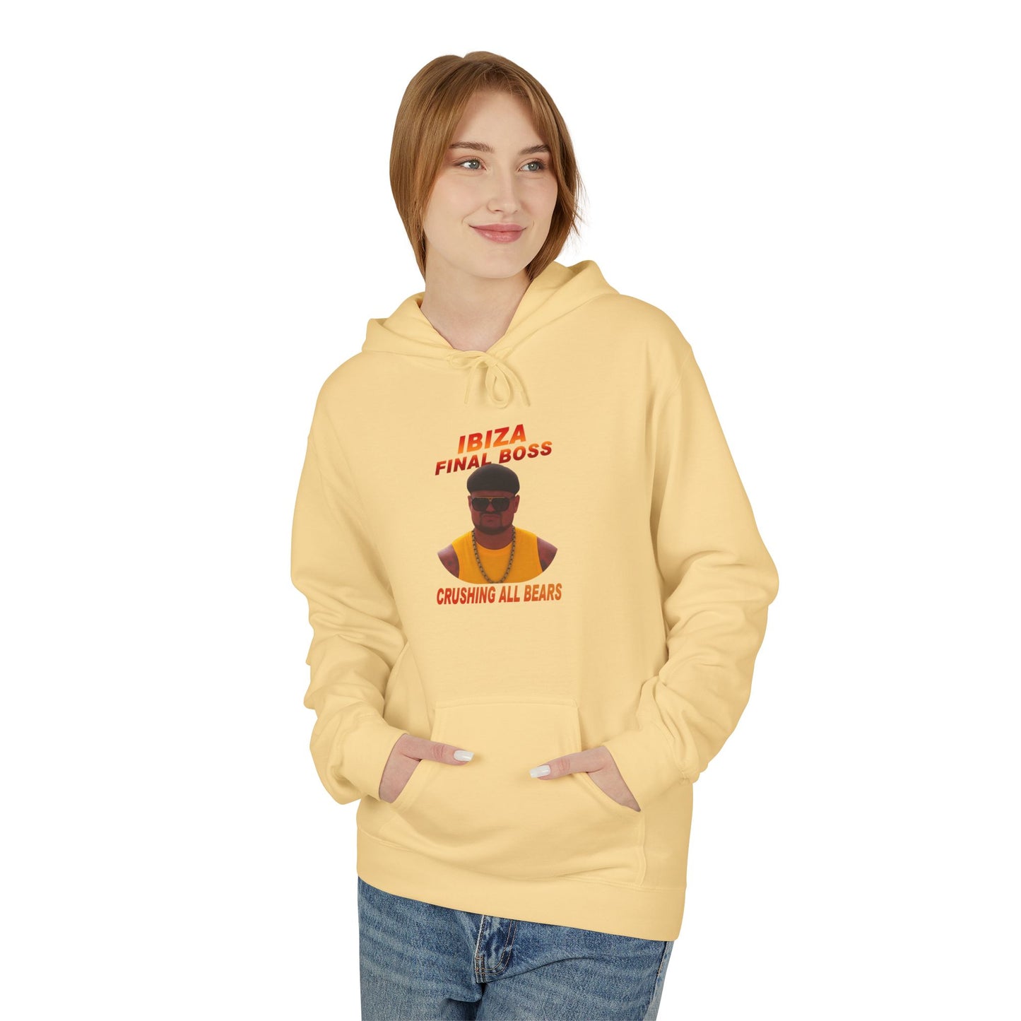 Ibiza Fin Boss Fleece Hoodie, Unisex Casual Wear, Cool Beach Style, Perfect Gift, Summer Vacations, Party Apparel