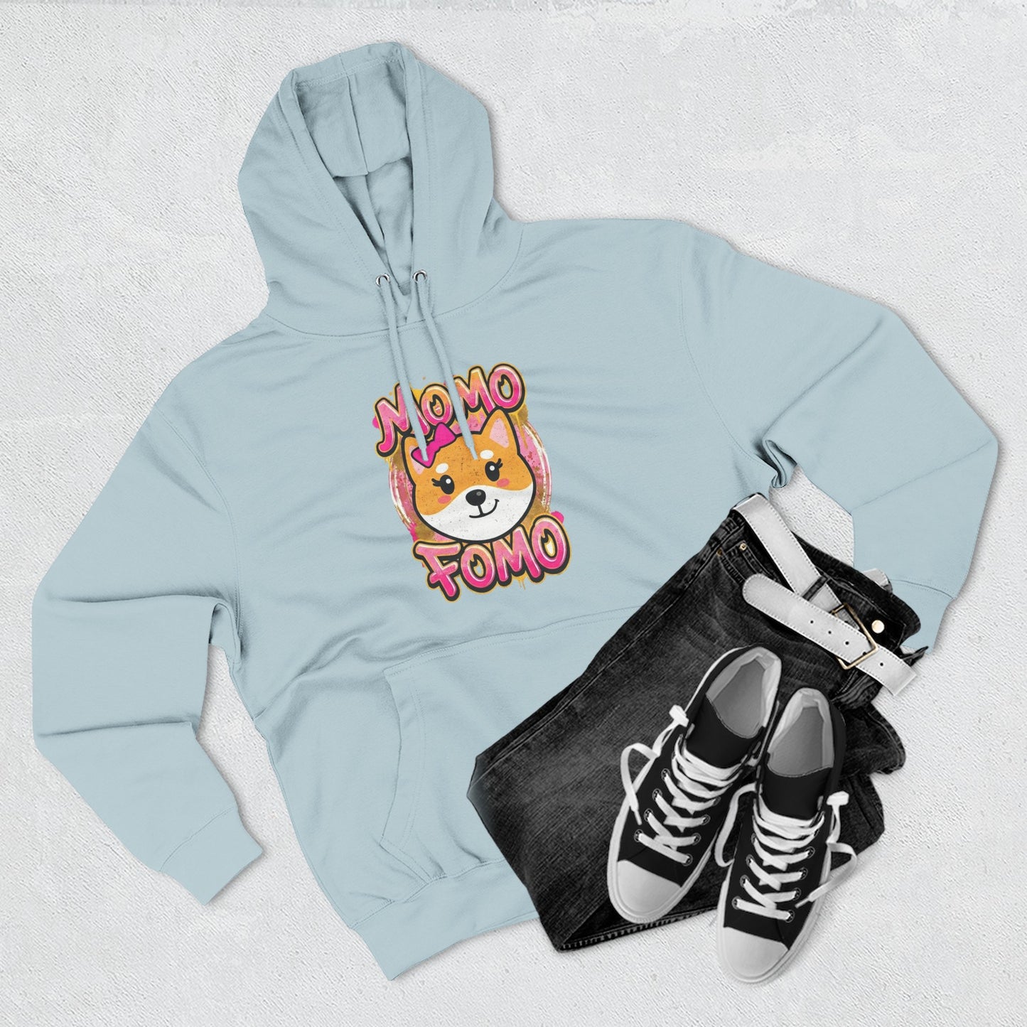 Hoodie — Cute Shiba "MoMo Fomo" Graphic Pullover
