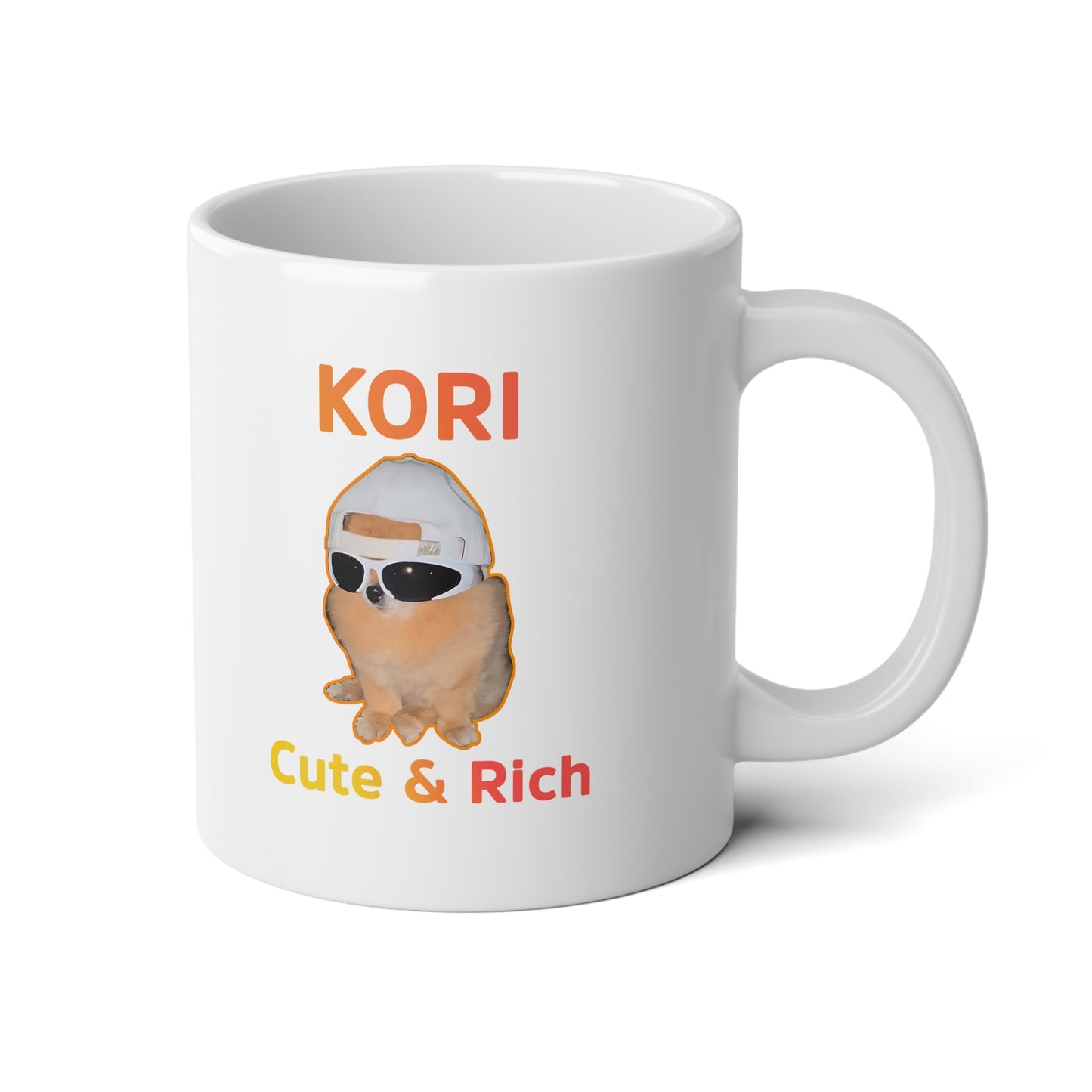 Cute Jumbo Mug: 'Kawaii Rich' 20oz Coffee Cup, Perfect Gift for Cat Lovers, Cute Animal Mug, Coffee Lover Present, Cheerful Kitchen Decor
