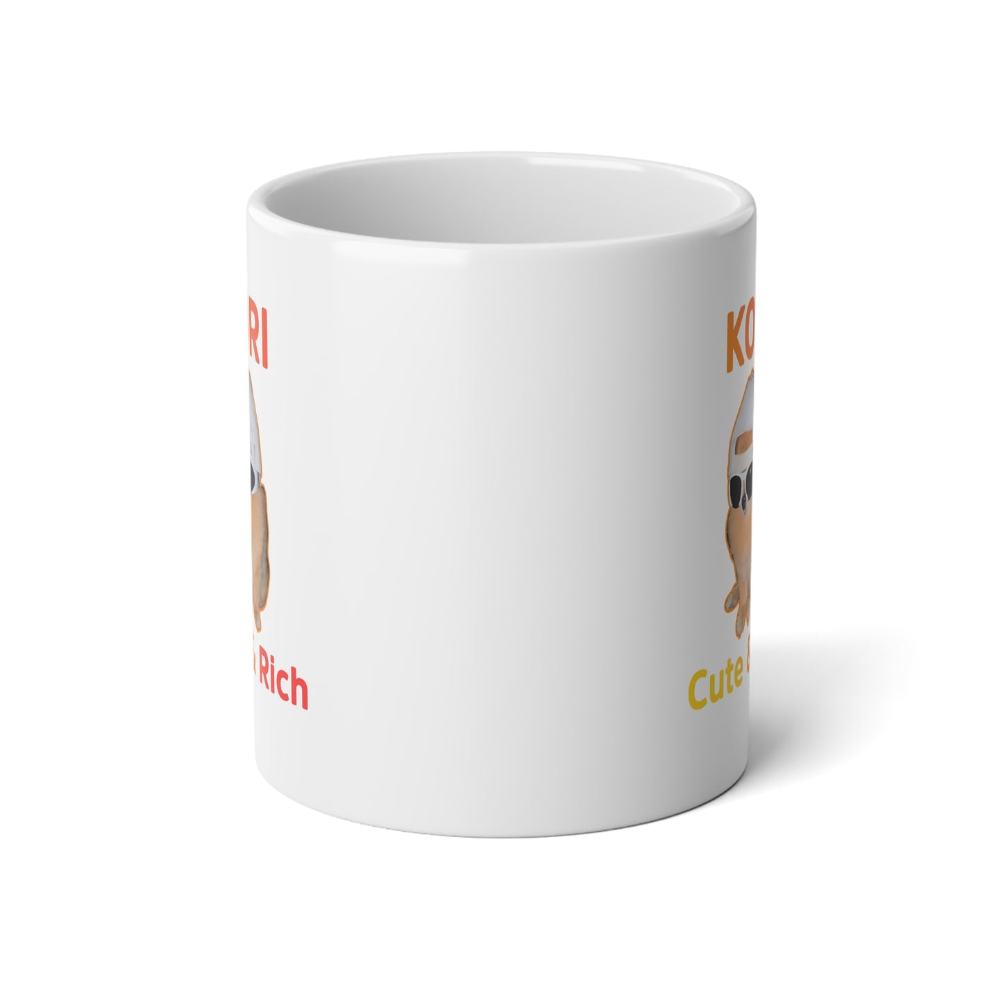 Cute Jumbo Mug: 'Kawaii Rich' 20oz Coffee Cup, Perfect Gift for Cat Lovers, Cute Animal Mug, Coffee Lover Present, Cheerful Kitchen Decor