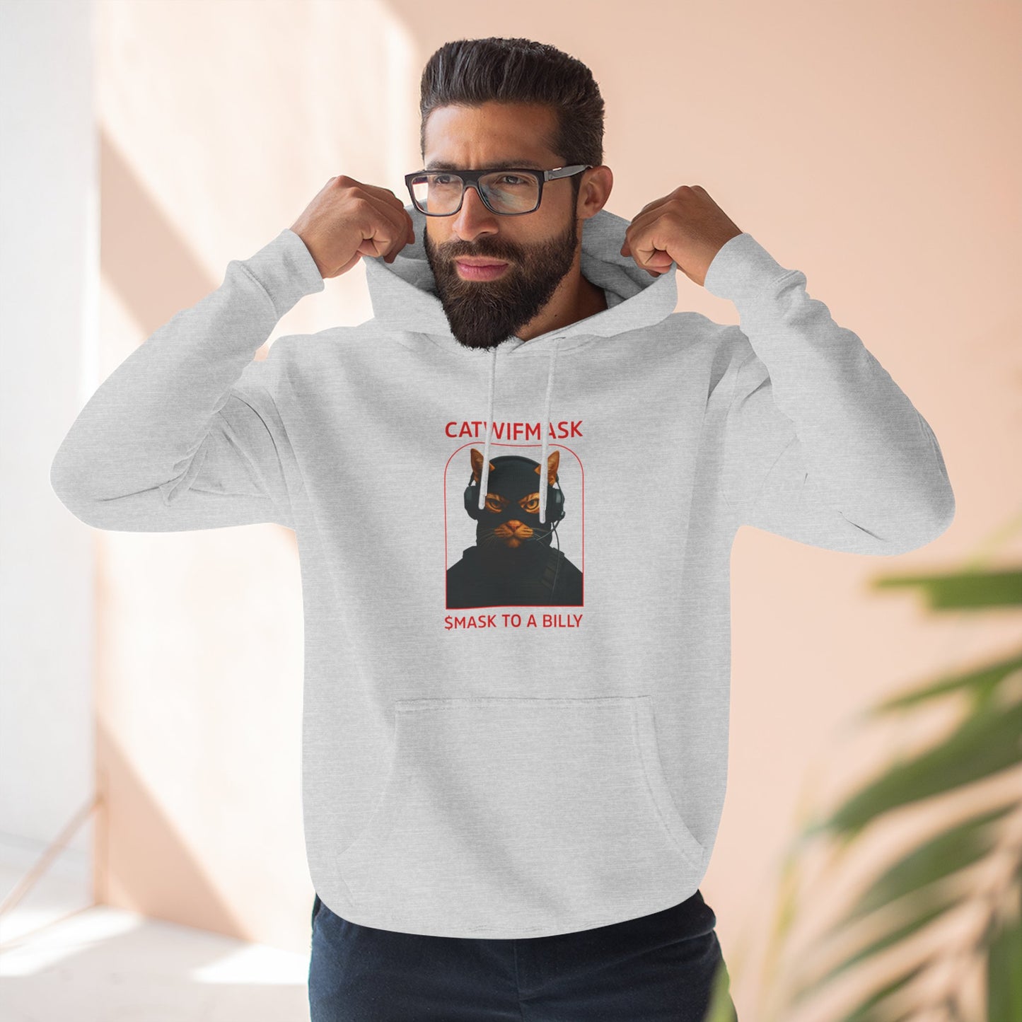 Cozy Cat Mask Hoodie | Fleece Pullover, Cat Lover Gift, Funny Sweatshirt, Perfect for Winter, Unique Pet Apparel, Kawaii Fleece Hoodie