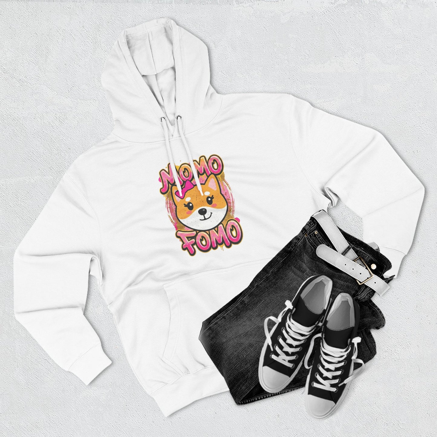 Hoodie — Cute Shiba "MoMo Fomo" Graphic Pullover