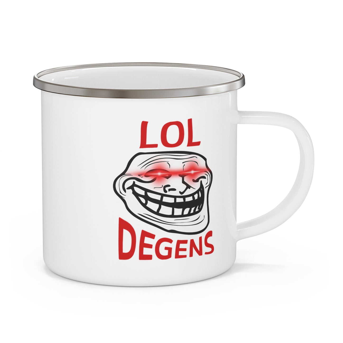 LOL Degens Enamel Camping Mug - Funny Outdoor Mug, Hilarious Gift for Campers, Travel Coffee Mug, Adventure Mug