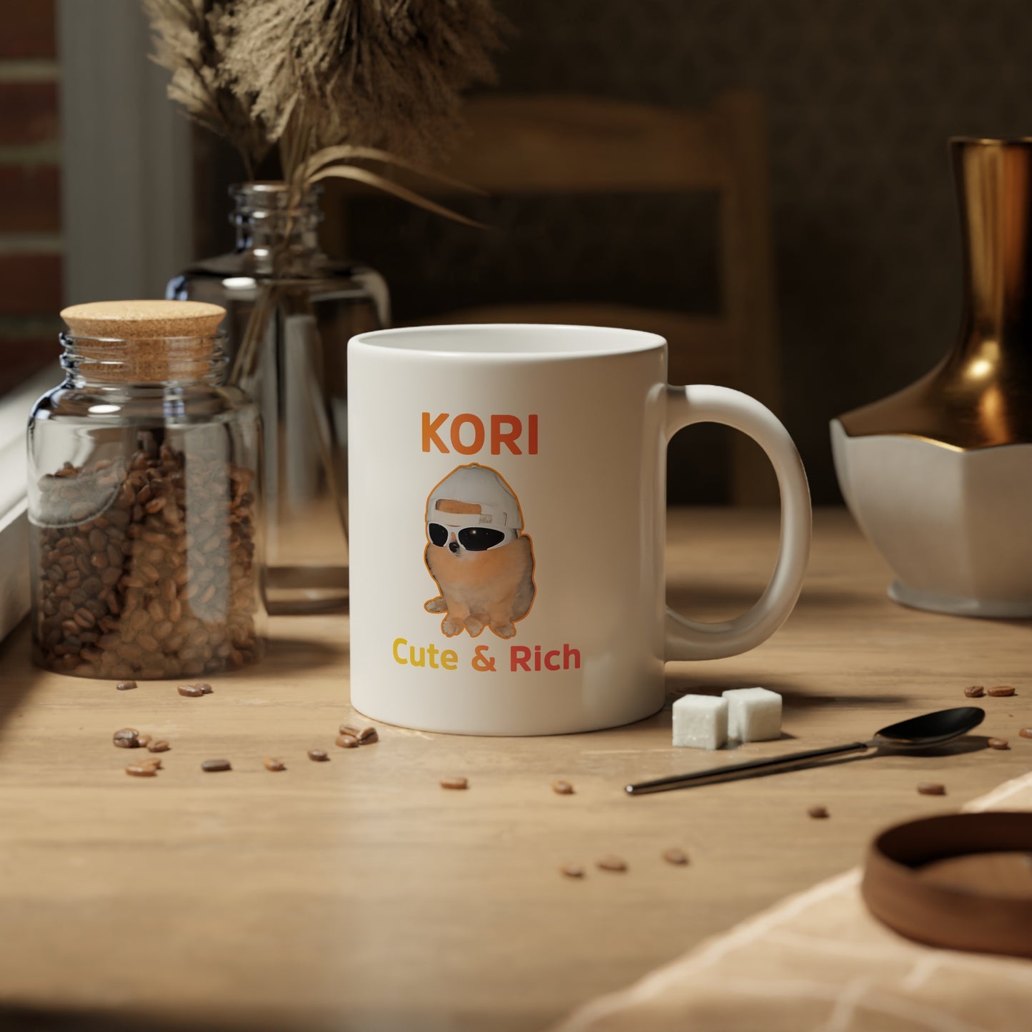 Cute Jumbo Mug: 'Kawaii Rich' 20oz Coffee Cup, Perfect Gift for Cat Lovers, Cute Animal Mug, Coffee Lover Present, Cheerful Kitchen Decor