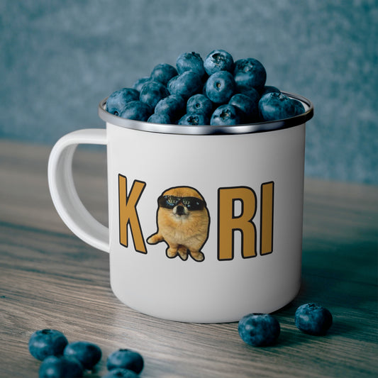 Cool Kori Enamel Camping Mug, Fun Outdoor Cup, Dog Lover Gift, Camping Accessories, Personalized Drinkware, Summer Adventure Mug