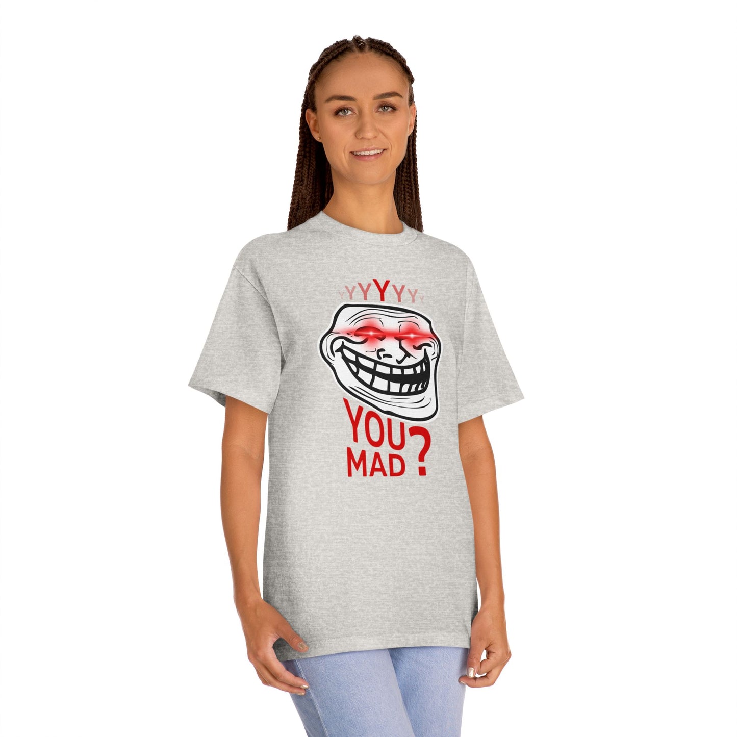 Funny Troll Face Tee - You Mad? Sarcastic Humor Shirt, Unisex Graphic T-Shirt, Gift for Friends, Casual Wear, Meme Apparel