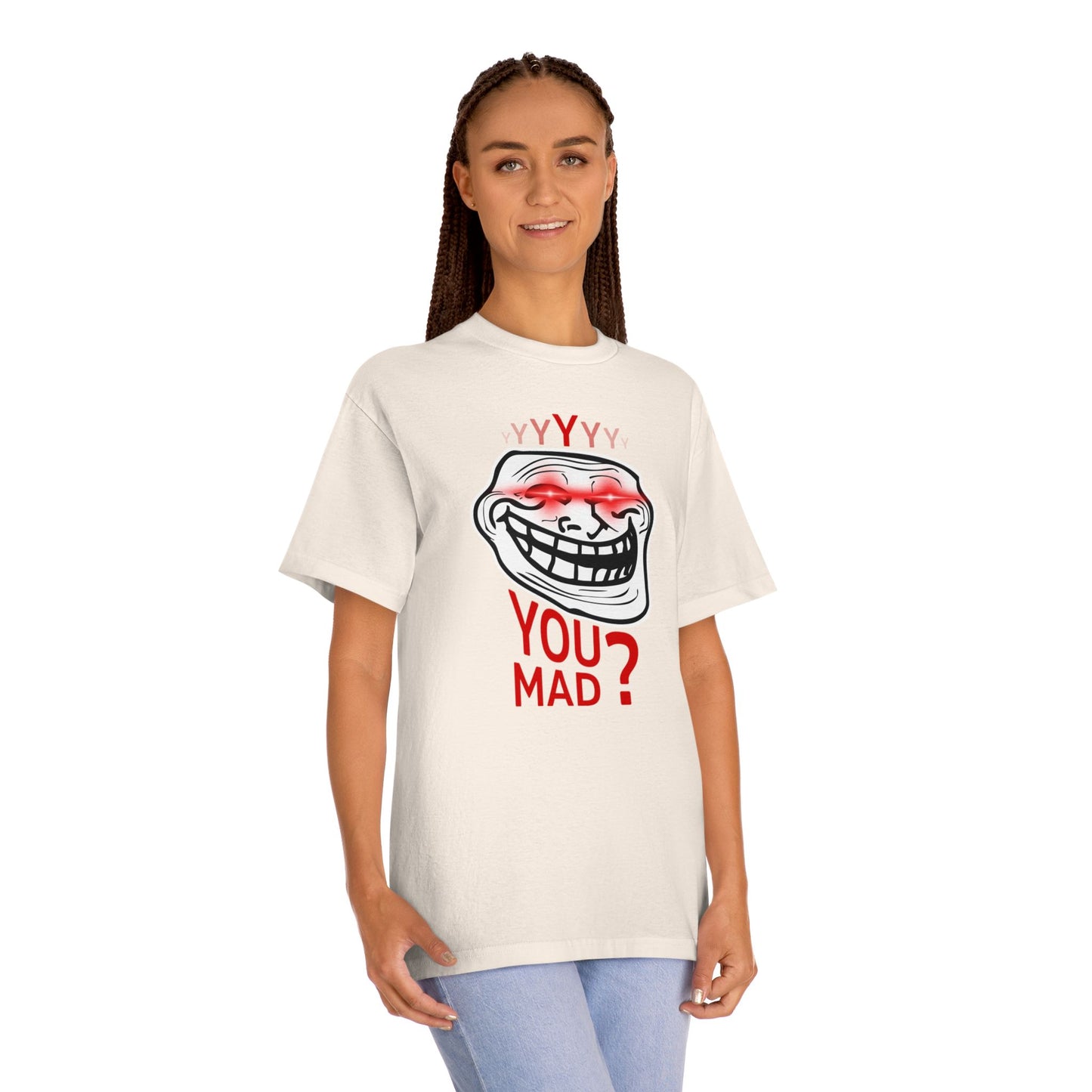 Funny Troll Face Tee - You Mad? Sarcastic Humor Shirt, Unisex Graphic T-Shirt, Gift for Friends, Casual Wear, Meme Apparel