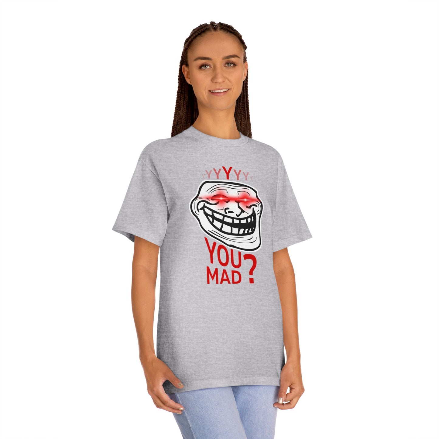 Funny Troll Face Tee - You Mad? Sarcastic Humor Shirt, Unisex Graphic T-Shirt, Gift for Friends, Casual Wear, Meme Apparel