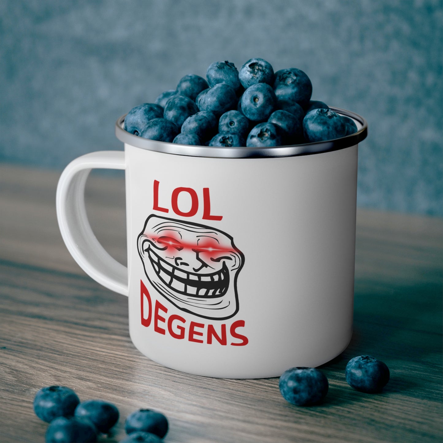 LOL Degens Enamel Camping Mug - Funny Outdoor Mug, Hilarious Gift for Campers, Travel Coffee Mug, Adventure Mug