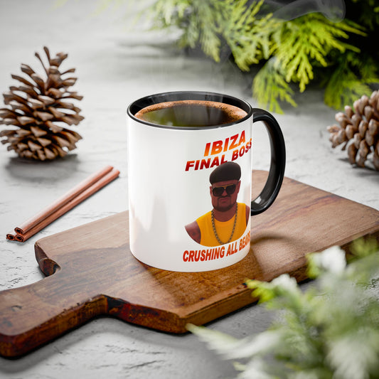 Colorful Ibiza Final Boss Mug - Fun Coffee Cup, Unique Gift for Friends, Funny Office Tumbler, Pop Culture Collectible