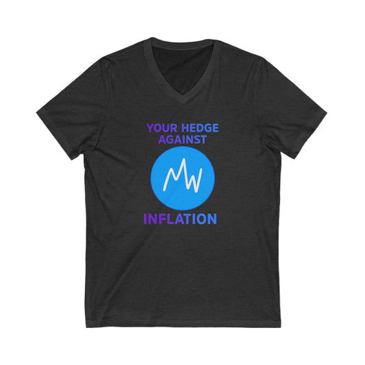 Inflation Hedge V-Neck Tee, Casual Shirt for Financial Enthusiasts, Gift for Economists, Trendy Finance T-Shirt, Statement Tee