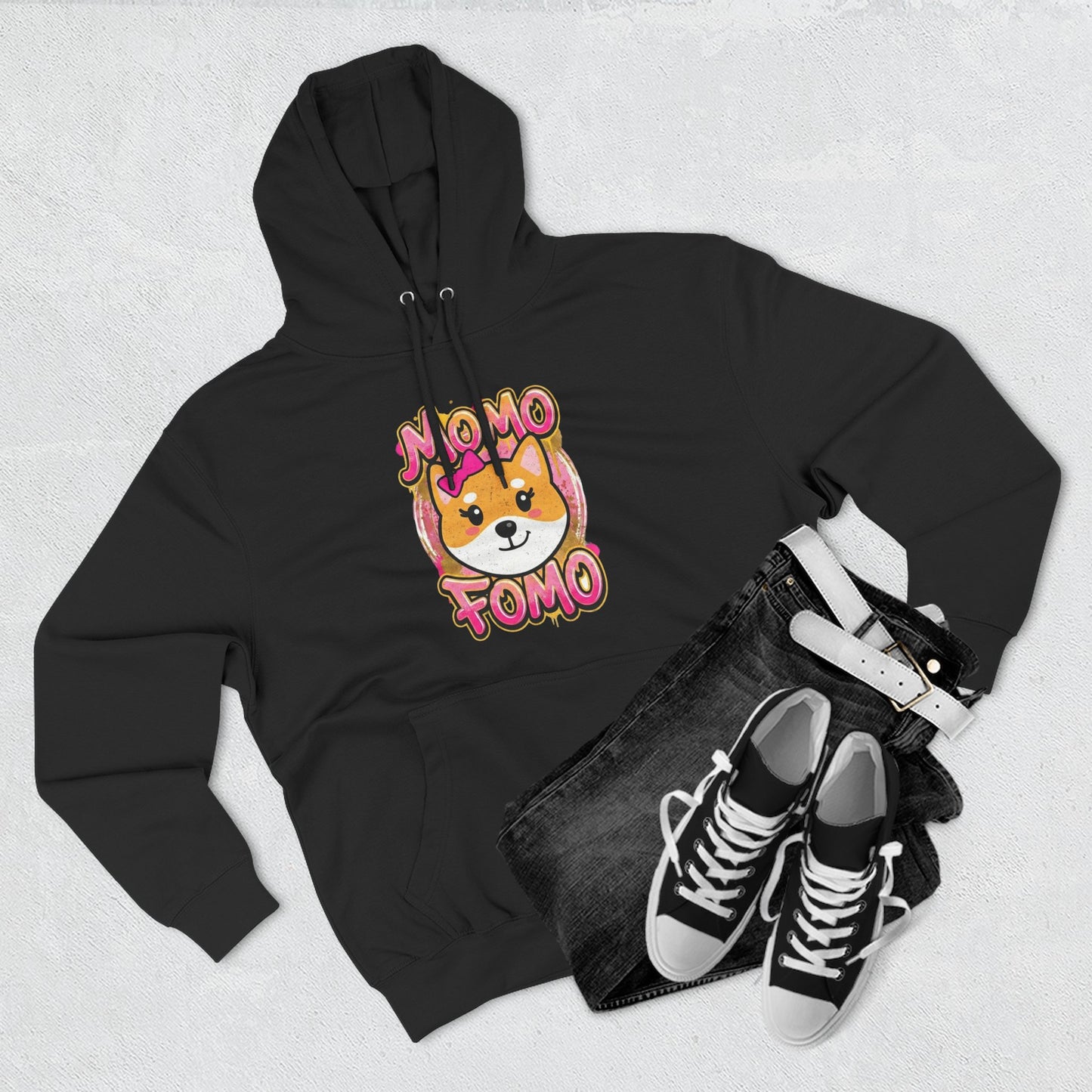 Hoodie — Cute Shiba "MoMo Fomo" Graphic Pullover