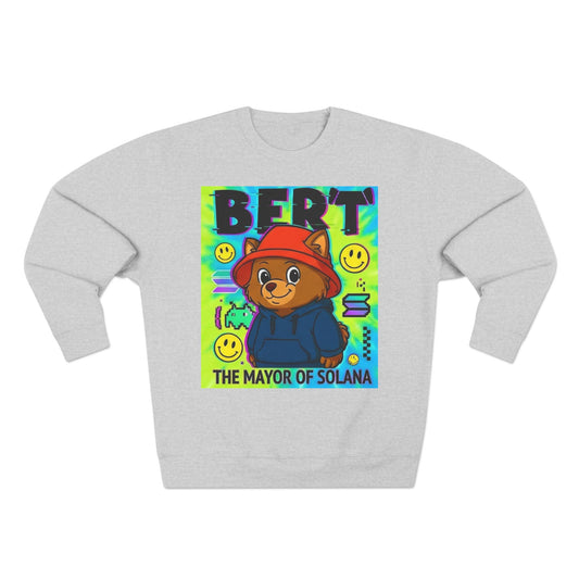 Bert Bear Crewneck Sweatshirt — "BERT: The Mayor of Solana" Retro Graphic