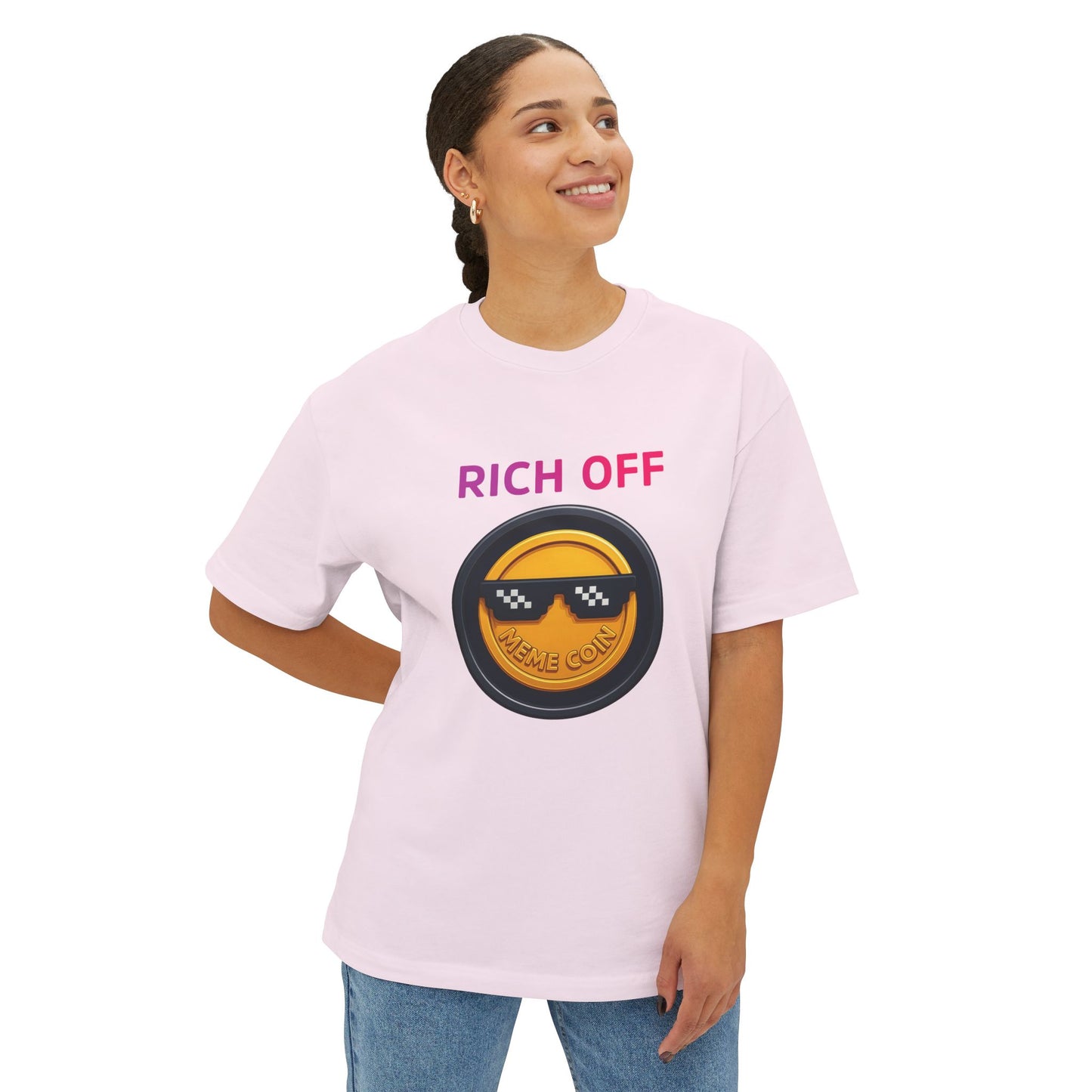 Rich Off Unisex Oversized Boxy Tee, Casual Wear, Gift for Friends, Streetwear Style, Cool Graphic Tee, Summer Fashion